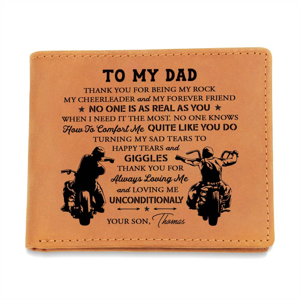THANK YOU FOR BEING MY ROCK Gifts For Father's Day Custom Name Graphic Leather Wallet