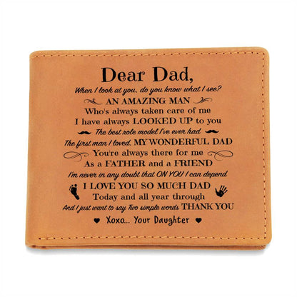 When I Look At You, Do You Know What I See Gifts For Father's Day Personalized Name Graphic Leather Wallet