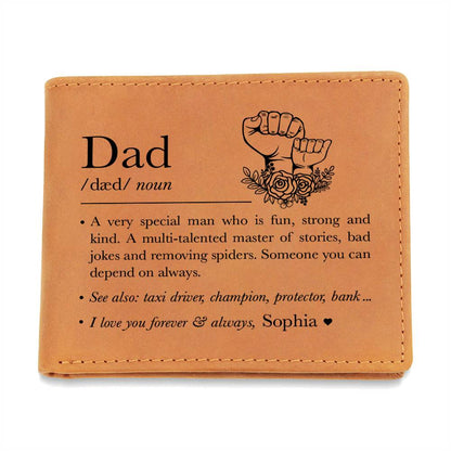 A Very Special Man Who Is Fun, Strong And Kind Gifts For Father's Day Personalized Name Graphic Leather Wallet