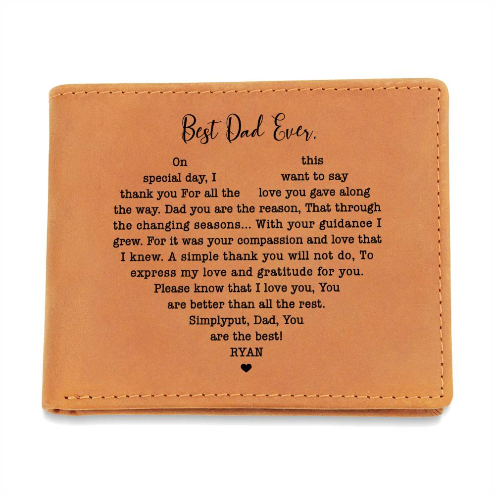 Best Dad Ever. Heart Gifts For Father's Day Personalized Name Graphic Leather Wallet