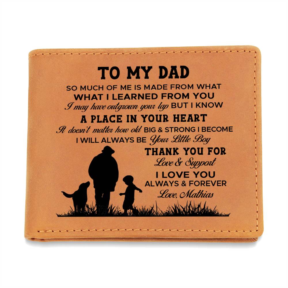 Laying Grass Father Son and Dog Gifts For Father's Day Personalized Name Graphic Leather Wallet