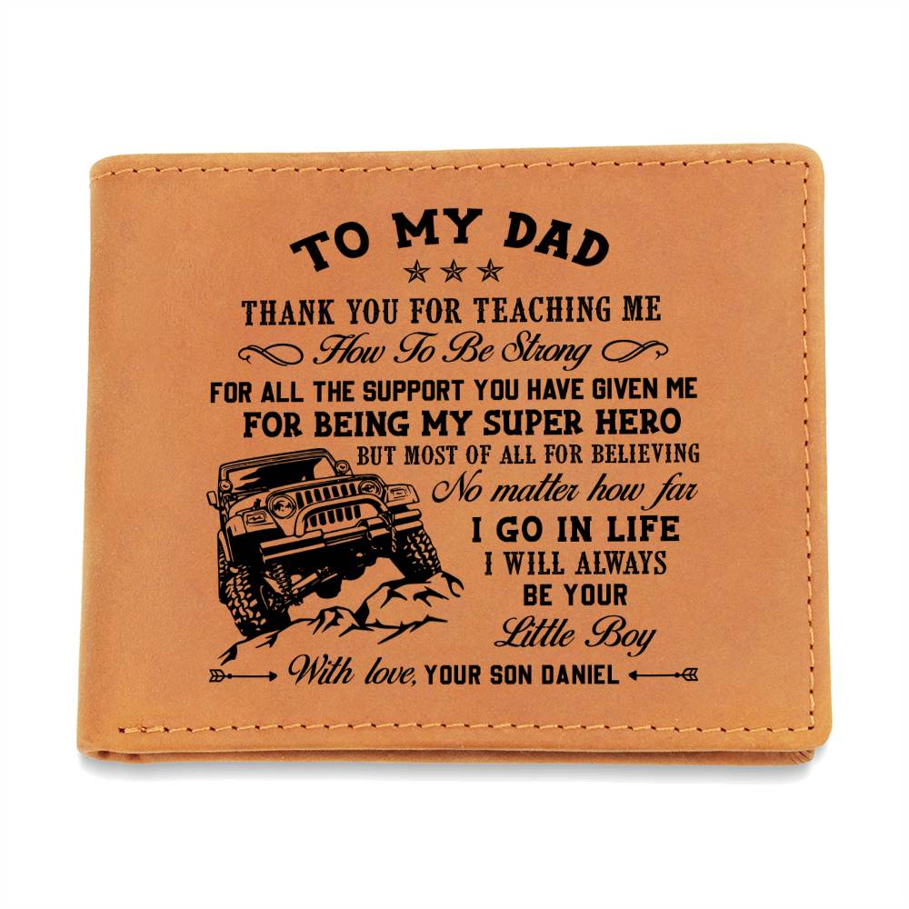 Dad's Mountaineering Pickup Truck Gifts For Father's Day Custom Name Graphic Leather Wallet