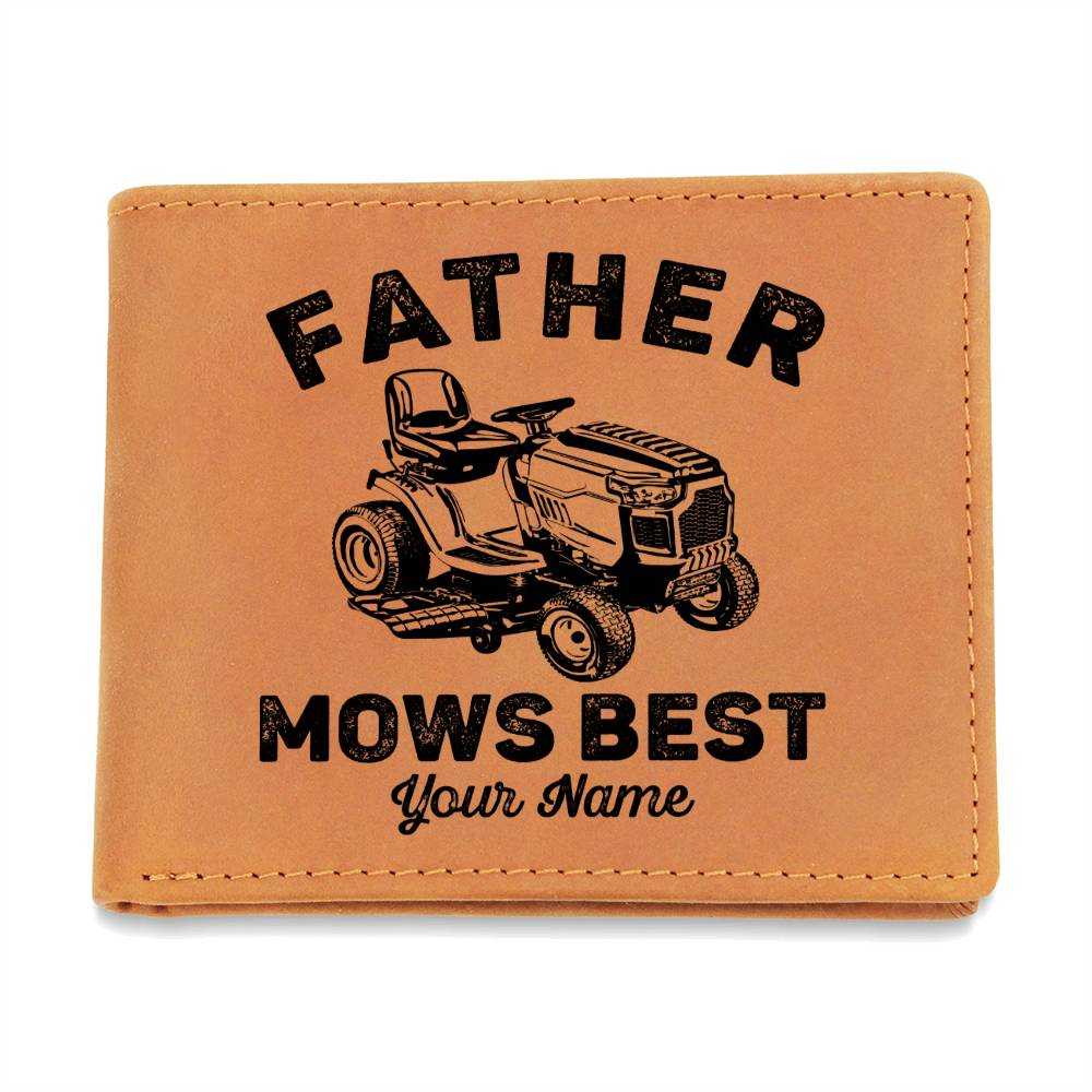 Father Mows Best Gifts For Father's Day Birthday Gift Idea Personalized Name Graphic Leather Wallet