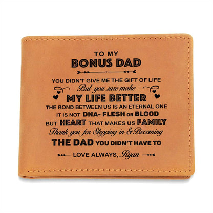 Thank You For Stepping In & Becoming The DAD Gifts For Father's Day Custom Name Graphic Leather Wallet