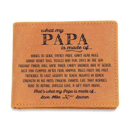 That's What My Papa Is Made Of Gifts For Father's Day Birthday Gift Idea Personalized Name Graphic Leather Wallet