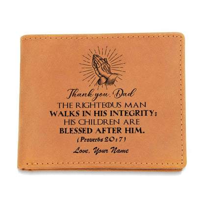 Proverbs 20.7 Gifts For Father's Day Personalized Name Graphic Leather Wallet