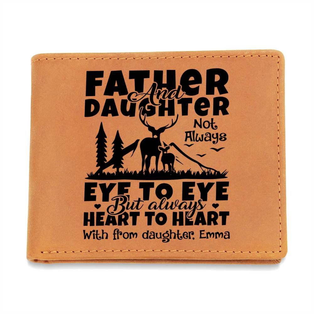 Father & Daughter Deer Gifts For Father's Day Birthday Gift Idea Personalized Name Graphic Leather Wallet