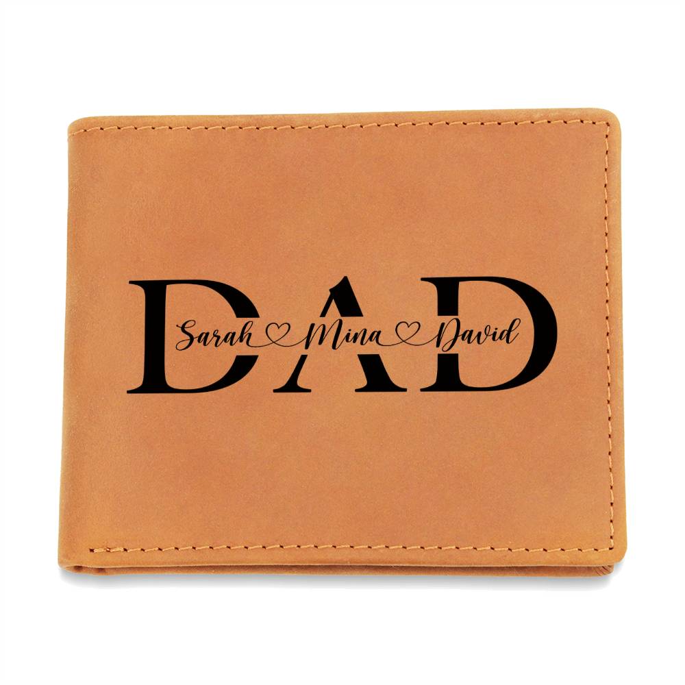 DAD Gifts For Father's Day Personalized Name Graphic Leather Wallet