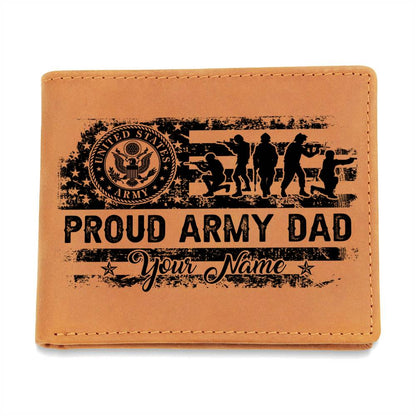 Proud Army Dad Gifts For Father's Day Birthday Gift Idea Personalized Name Graphic Leather Wallet