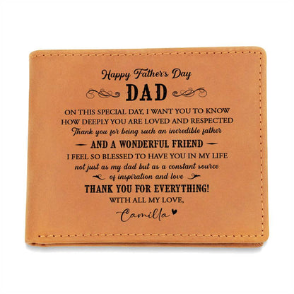 Thank You For Everything With All My Love Gifts For Father's Day Personalized Name Graphic Leather Wallet