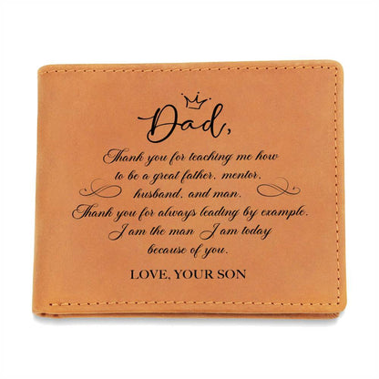 Thank You For Teaching Me How To Be A Great Father Gifts For Father's Day Personalized Name Graphic Leather Wallet