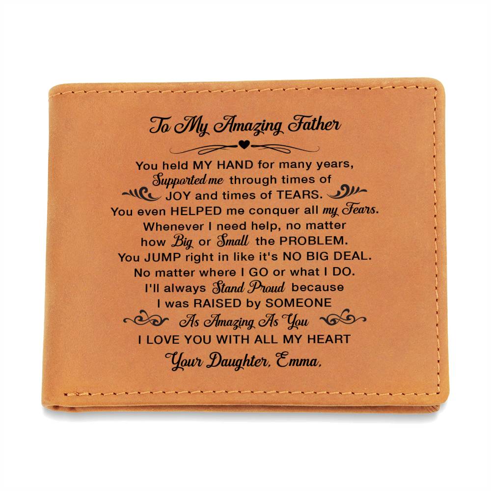 You Held MY HAND For Many Years Gifts For Father's Day Custom Name Graphic Leather Wallet