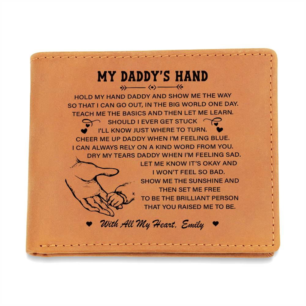 MY DADDY'S HAND Gifts For Father's Day Custom Name Graphic Leather Wallet