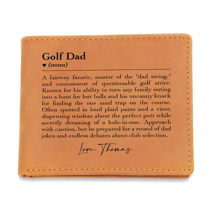 Golf Dad Gifts For Father's Day Personalized Name Graphic Leather Wallet