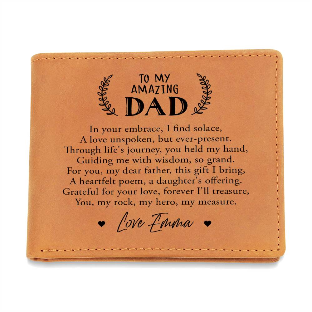 In Your Embrace, I Find Solace Gifts For Father's Day Personalized Name Graphic Leather Wallet