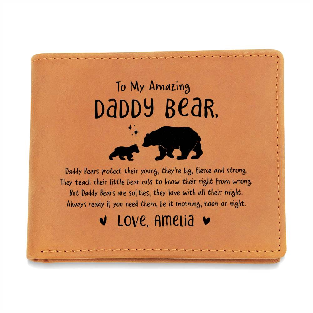 Daddy Bears Gifts For Father's Day Custom Name Graphic Leather Wallet
