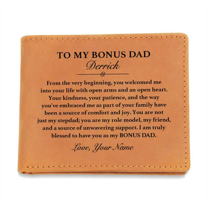 I Am Truly Blessed To Have You As My BONUS DAD Gifts For Father's Day Personalized Name Graphic Leather Wallet