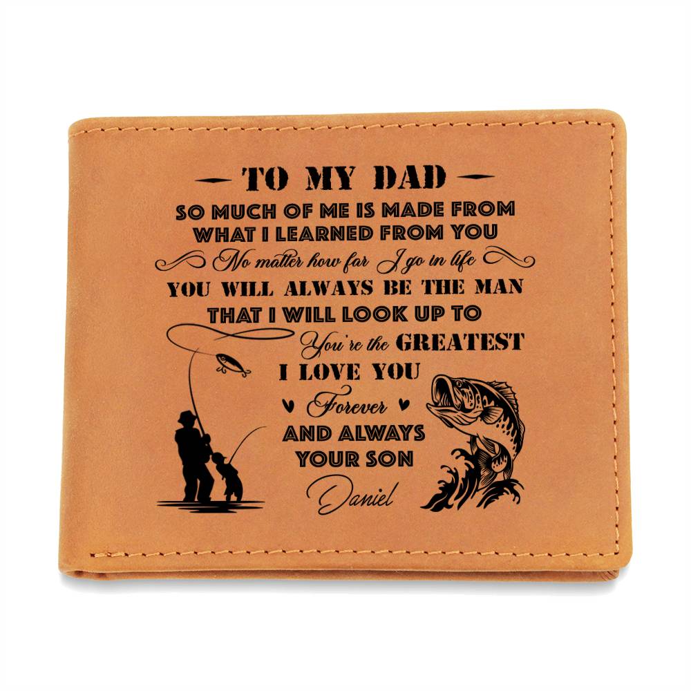 Dad Child Fishing Gifts For Father's Day Personalized Name Graphic Leather Wallet