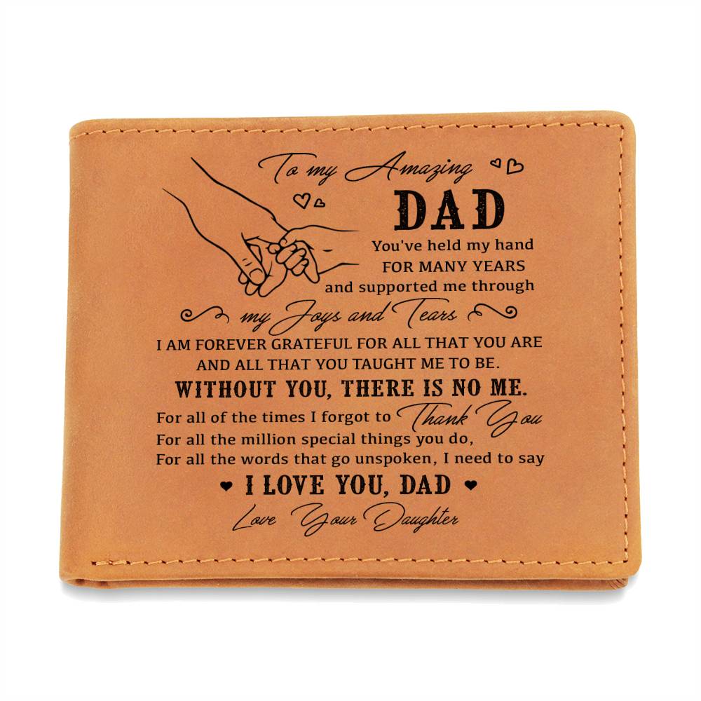 WITHOUT YOU, THERE IS NO ME Gifts For Father's Day Personalized Name Graphic Leather Wallet