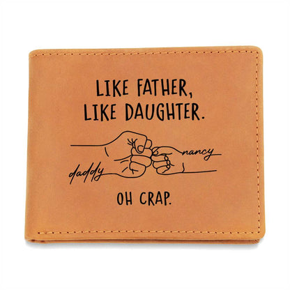 LIKE FATHER, LIKE DAUGHTER Gifts For Father's Day Personalized Name Graphic Leather Wallet