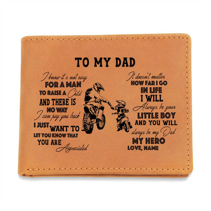 Father and Son Motocross Gifts For Father's Day Personalized Name Graphic Leather Wallet
