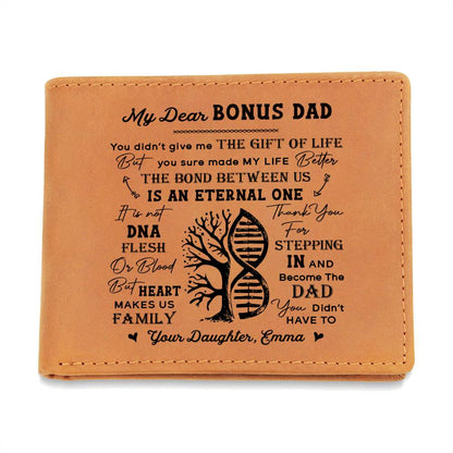 My Dear BONUS DAD Gifts For Father's Day Custom Name Graphic Leather Wallet