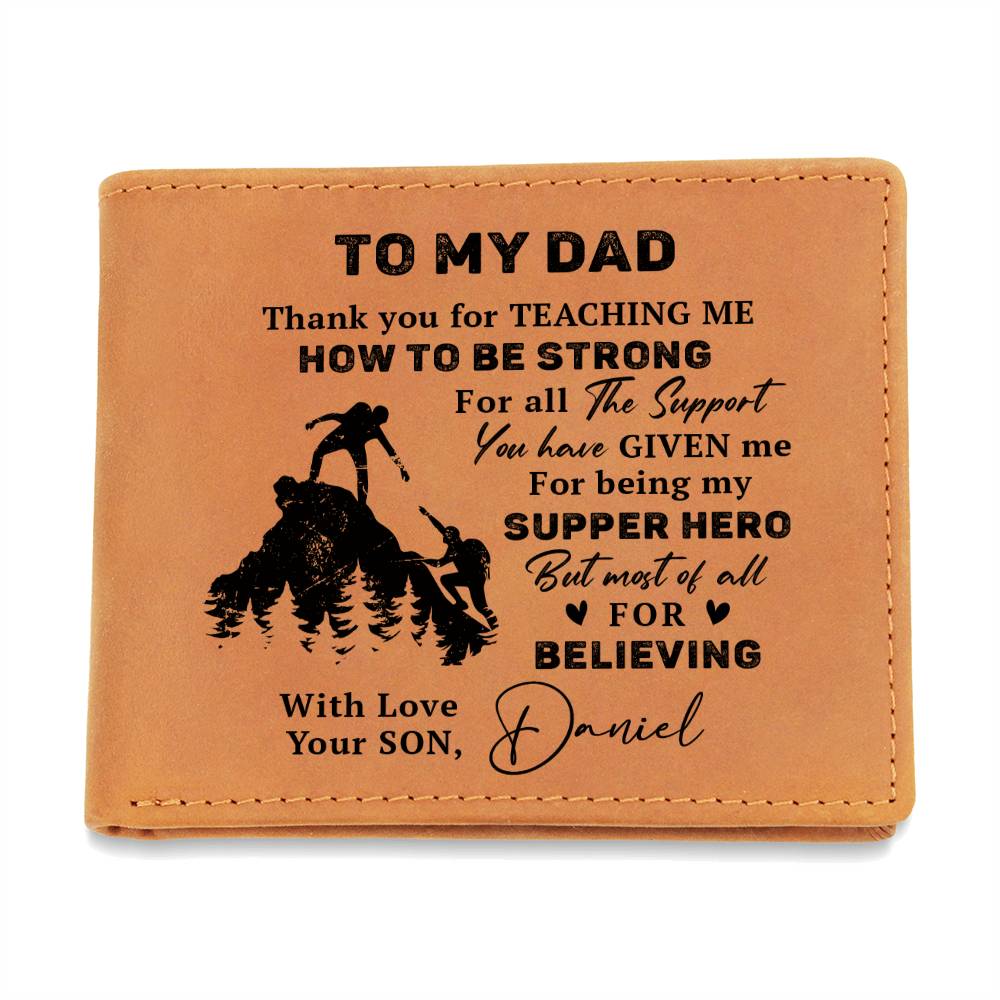 Father Son Climbing Gifts For Father's Day Personalized Name Graphic Leather Wallet