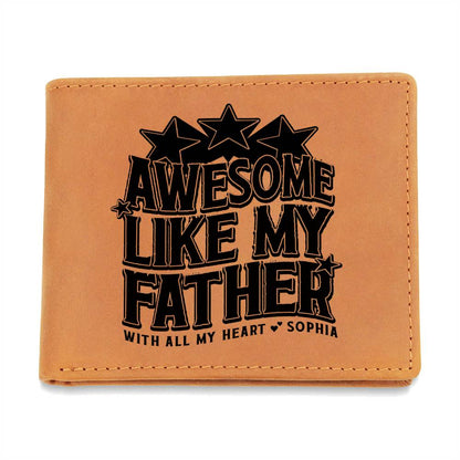 Awesome Like My Father Gifts For Father's Day Custom Name Graphic Leather Wallet