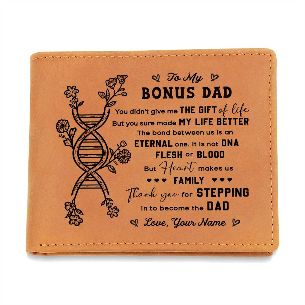 Thank You For Stepping In To Become The Dad Gifts For Father's Day Personalized Name Graphic Leather Wallet