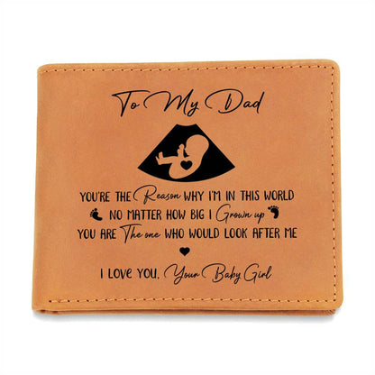 YOU'RE THE REASON WHY I'M IN THIS WORLD Gifts For Father's Day Personalized Name Graphic Leather Wallet