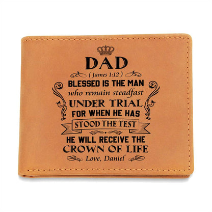 James 1.12 Gifts For Father's Day Custom Name Graphic Leather Wallet