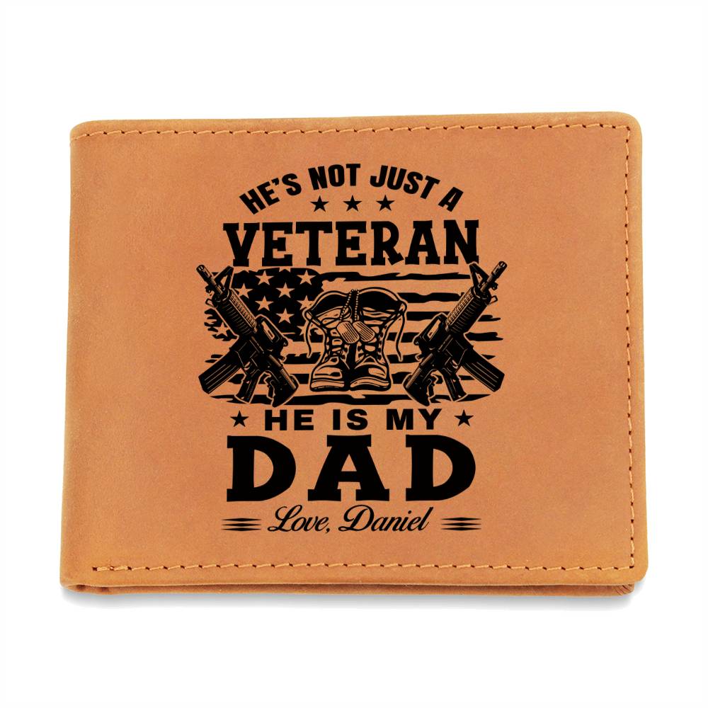 VETERAN DAD Gifts For Father's Day Personalized Name Graphic Leather Wallet