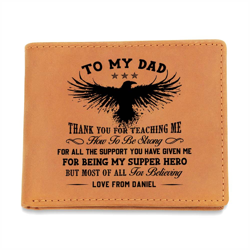 Eagle Dad, THANK YOU FON TEACHING ME Gifts For Father's Day Personalized Name Graphic Leather Wallet