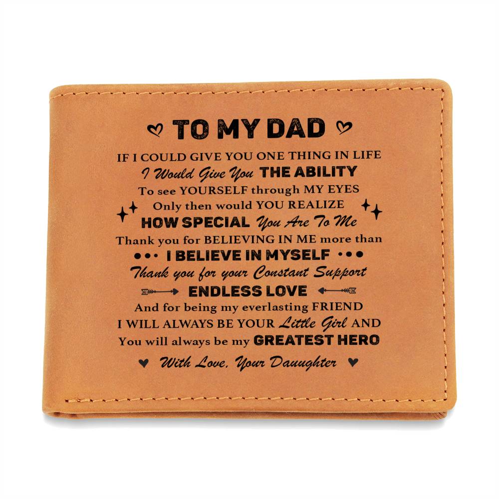 To My Dad Gifts From Daughter For Father's Day Personalized Name Graphic Leather Wallet