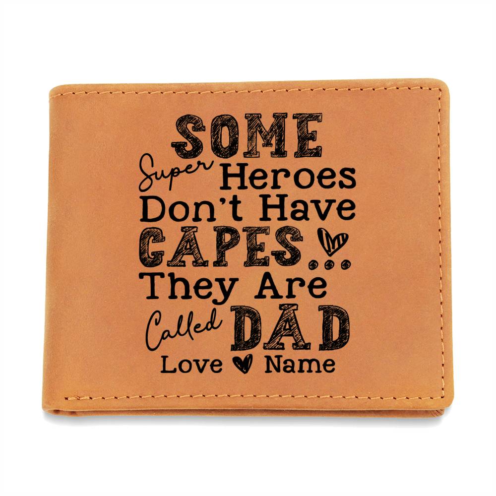 Some Super Heroes Don't Have Capes Gifts For Father's Day Birthday Gift Idea Personalized Name Graphic Leather Wallet