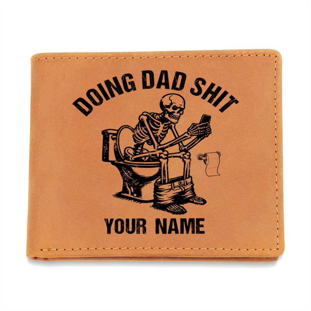 Doing Dad Shit Dad Joke Skeleton Dad Funny Dad Fathers Day Gifts For Father's Day Birthday Gift Idea Personalized Name Graphic Leather Wallet