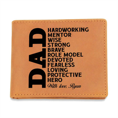 Dad Definition & Meaning Gifts For Father's Day Birthday Gift Idea Personalized Name Graphic Leather Wallet