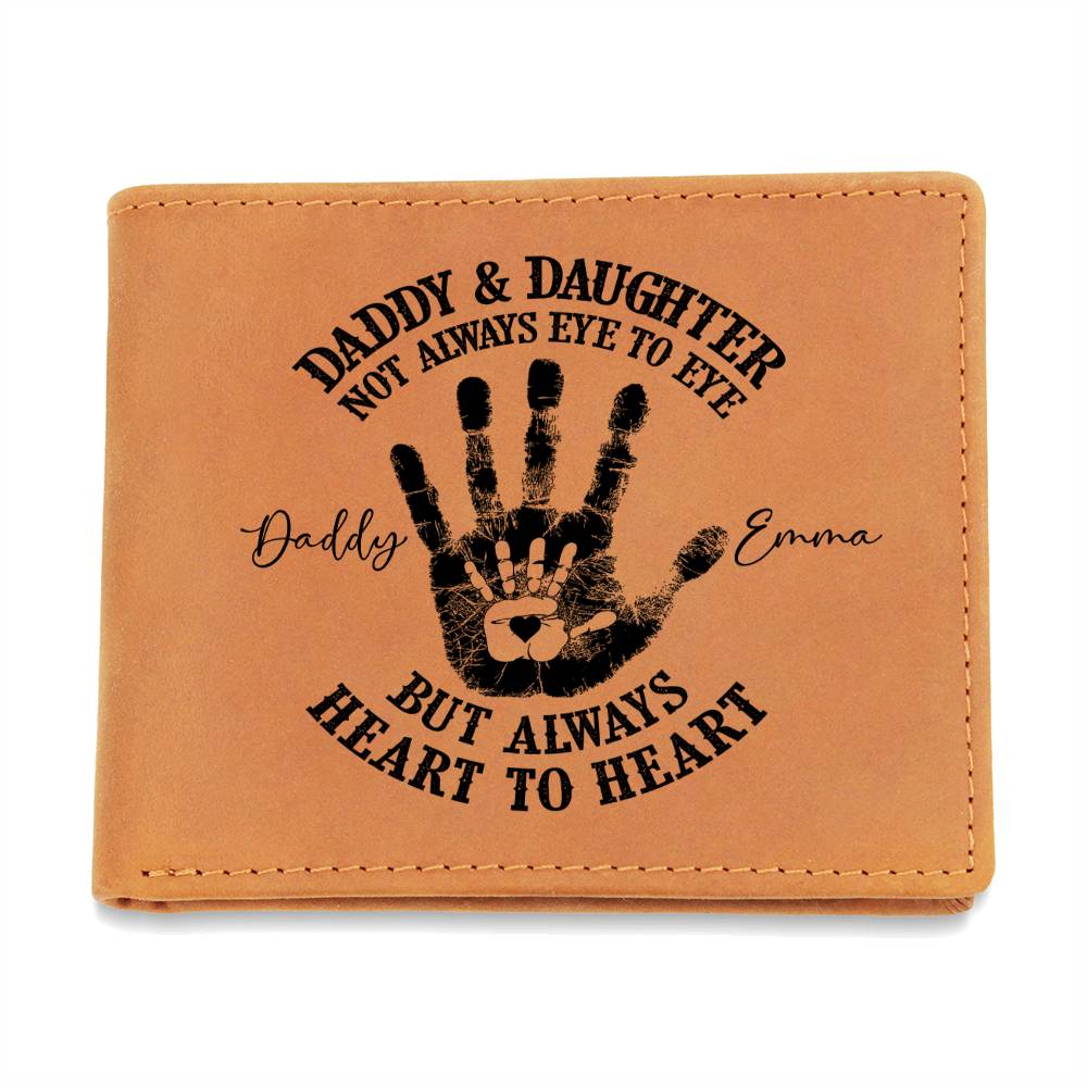 Daddy & Daughter Hand Gifts For Father's Day Personalized Name Graphic Leather Wallet