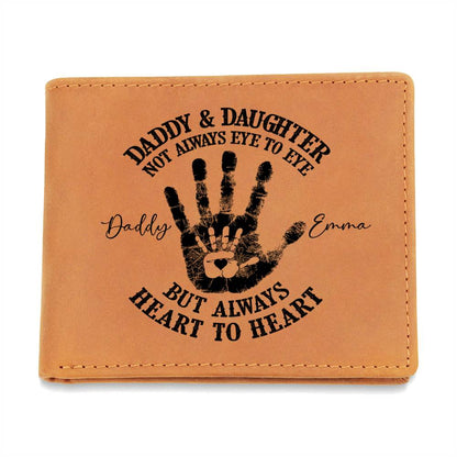 Daddy & Daughter Hand Gifts For Father's Day Personalized Name Graphic Leather Wallet