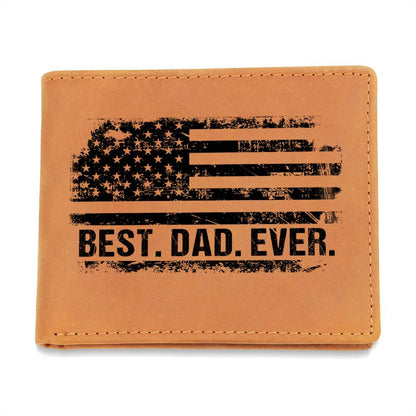 Best Dad Ever US American Flag Gifts For Father's Day Birthday Gift Idea Personalized Name Graphic Leather Wallet