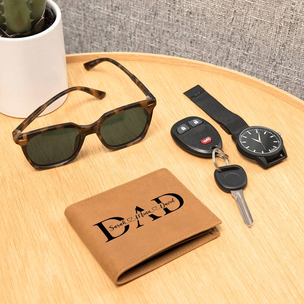 DAD Gifts For Father's Day Personalized Name Graphic Leather Wallet