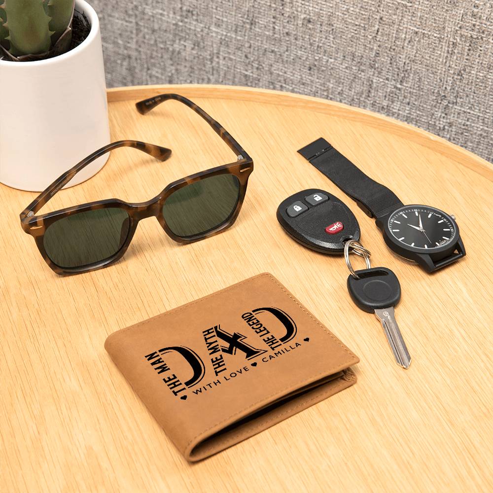 DAD, THE MAN, THE MYTH, THE LEGEND Gifts For Father's Day Custom Name Graphic Leather Wallet