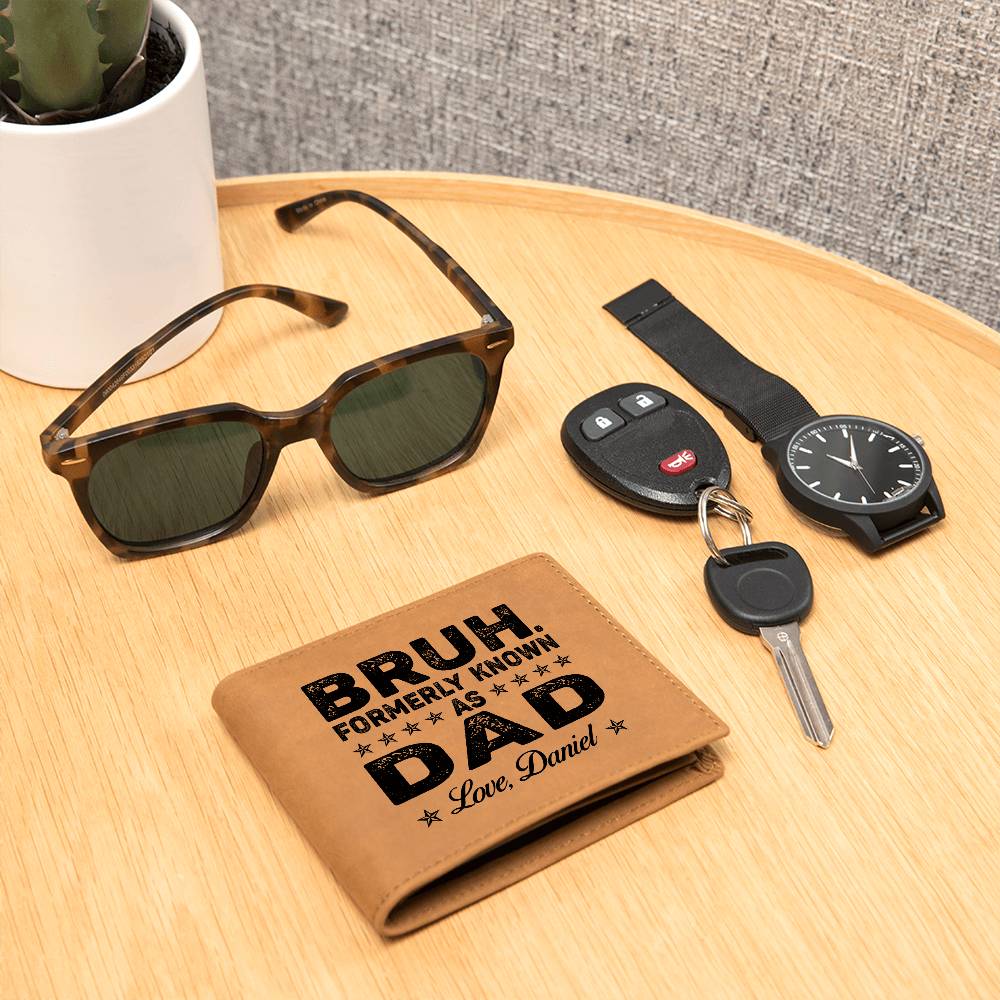 Fathers Day Dad Funny Bruh Formerly Known As Dad Papa Gifts For Father's Day Birthday Gift Idea Personalized Name Graphic Leather Wallet