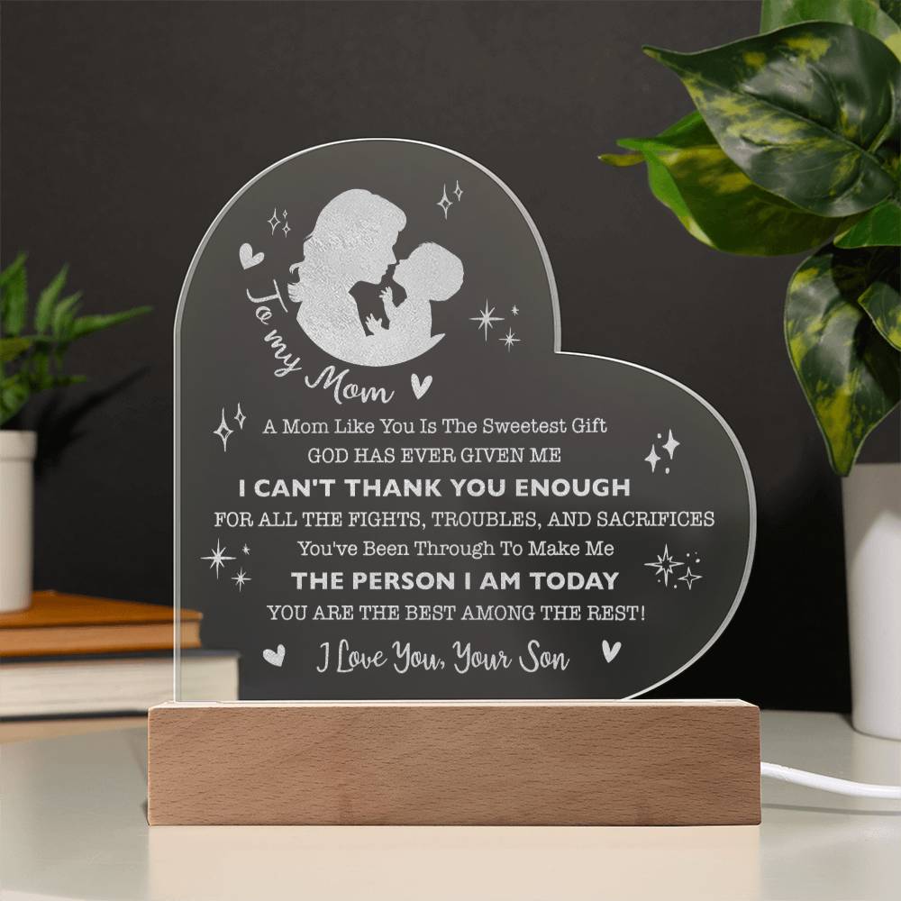 I CAN'T THANK YOU ENOUGH Gifts For Mother's Day Personalized Name Engraved Acrylic Heart Plaque