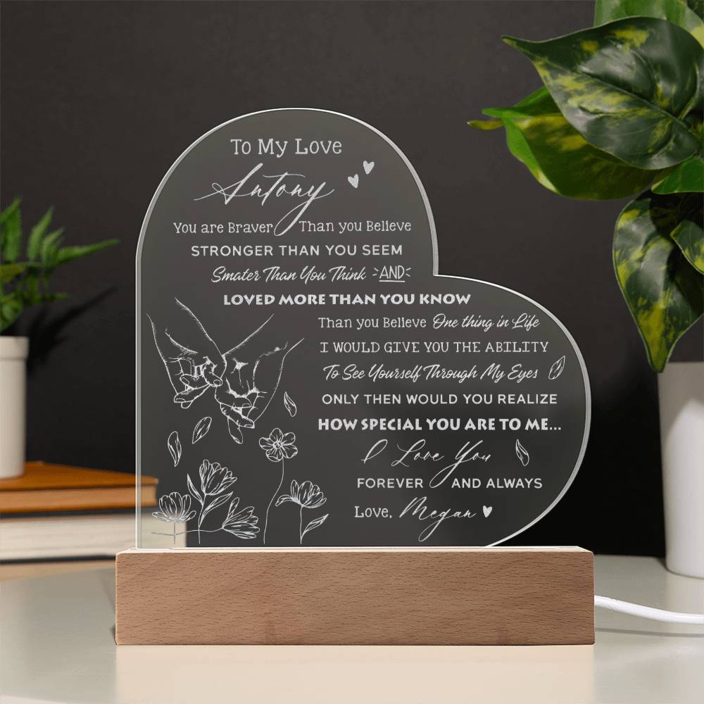 Personalized Name I Love You Forever And Always Engraved Acrylic Heart Plaque