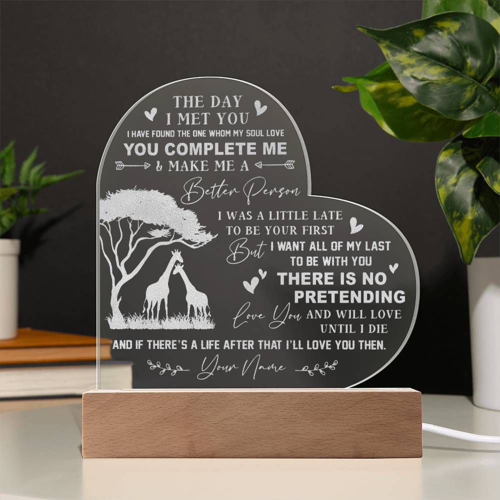 Personalized The Day I Met You Engraved Acrylic Heart Plaque