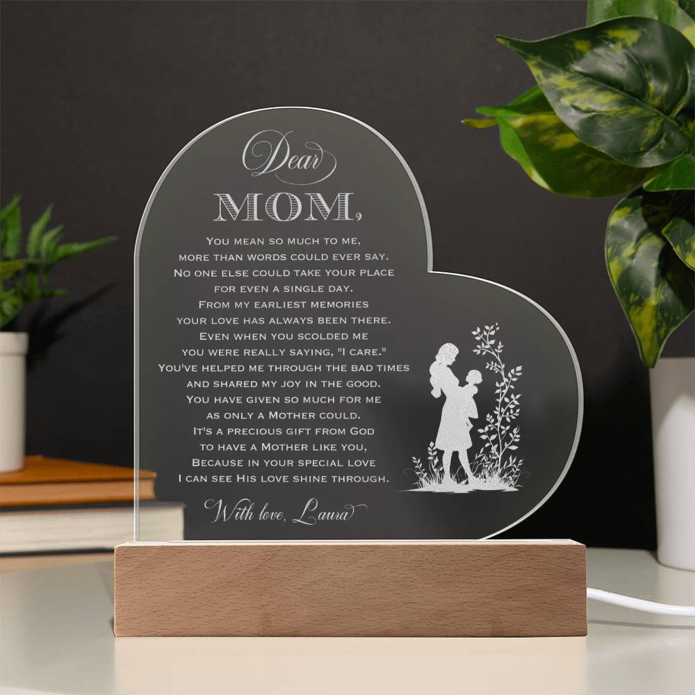 IT'S A PRECIOUS GIFT FROM GOD Gifts For Mother's Day Custom Name Engraved Acrylic Heart Plaque