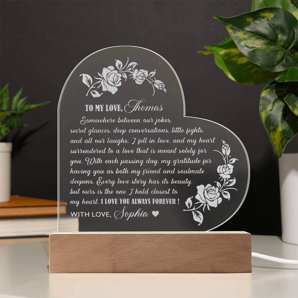 Every Love Story Has Its Beauty But Ours Is The One I Hold Closest To My Heart Custom Name Engraved Acrylic Heart Plaque