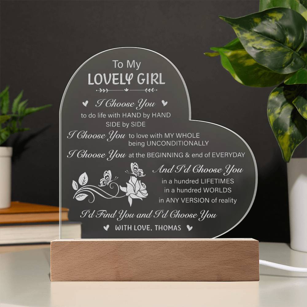 I'd Find You and I'd Choose You Personalized Name Engraved Acrylic Heart Plaque