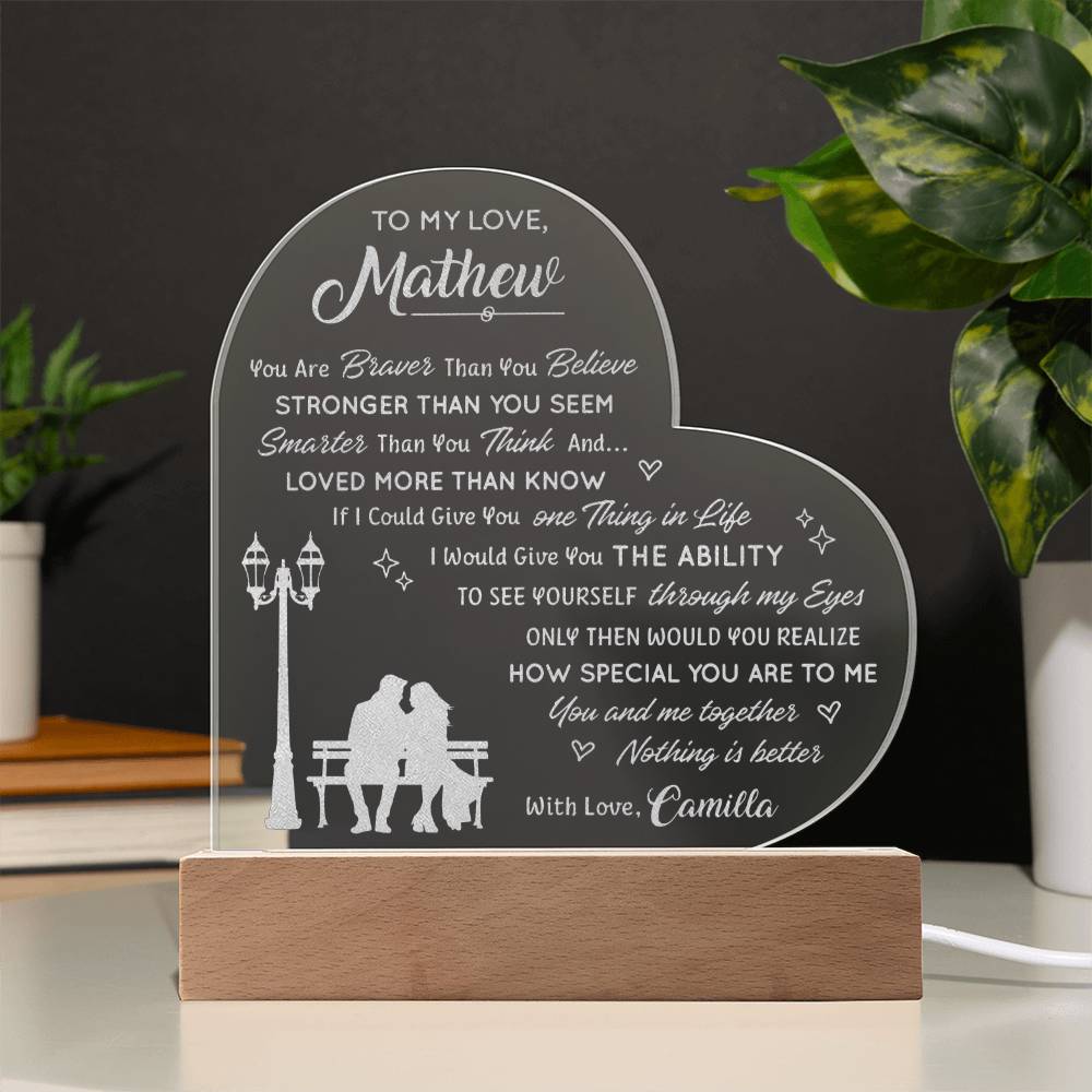 How Special You Are To Me You And Me Together Custom Name Engraved Acrylic Heart Plaque